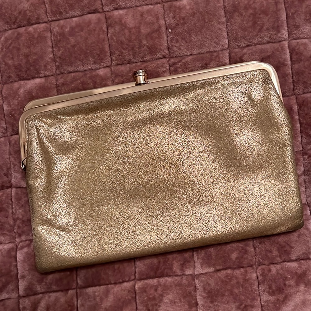 Gold metallic fabric HOBO large wallet